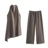 Women Clothing Ladies New Off-the-shoulder Sleeveless Camisole Top Wide Leg Trousers Casual Two Piece Women's Pants Sets