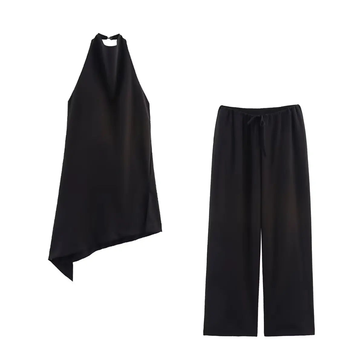 Women Clothing Ladies New Off-the-shoulder Sleeveless Camisole Top Wide Leg Trousers Casual Two Piece Women's Pants Sets