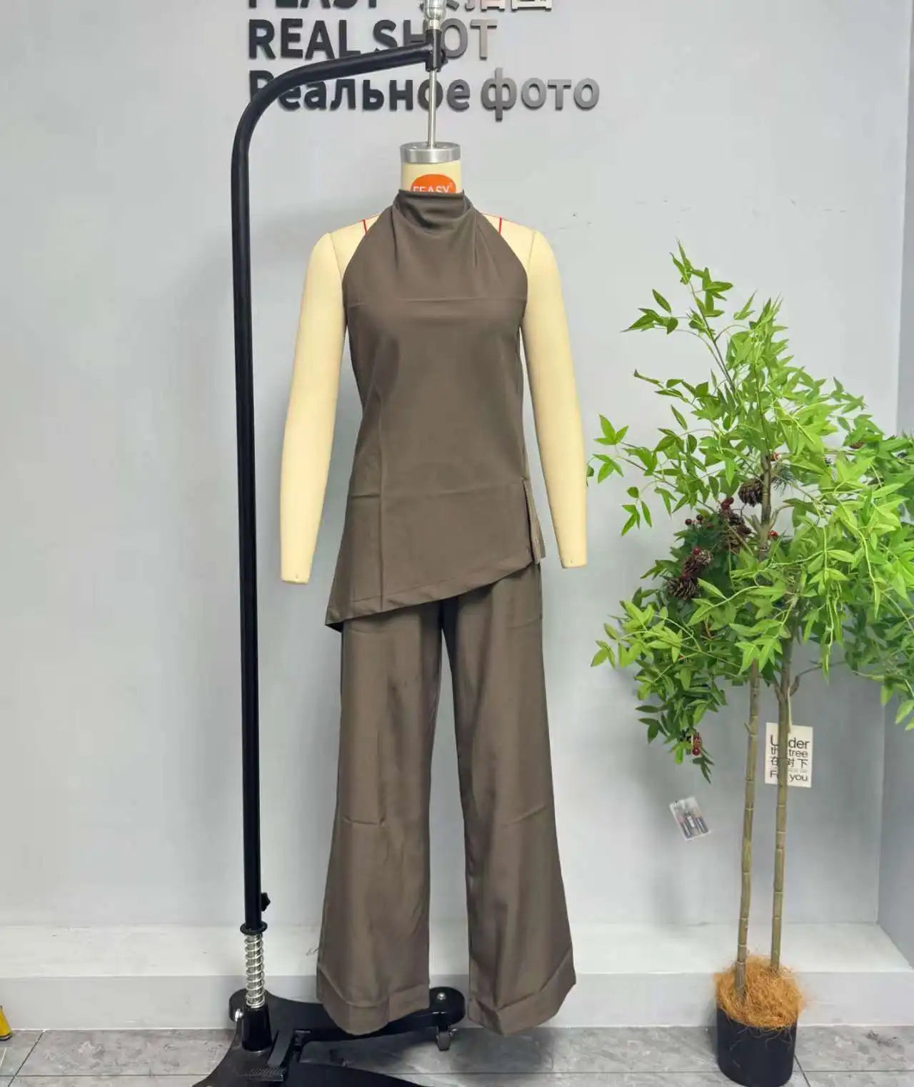 Women Clothing Ladies New Off-the-shoulder Sleeveless Camisole Top Wide Leg Trousers Casual Two Piece Women's Pants Sets